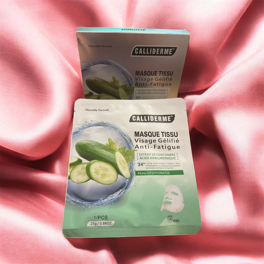 Calliderme – Masque Tissu Visage Gélifié Anti-Fatigue | Concombre & Acide Hyaluronique